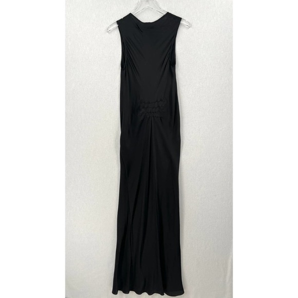 ANN DEMEULEMEESTER Dress Womens 40 Small Black Asymmetrical Neckline Silk Maxi - Picture 7 of 11